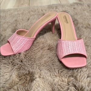 Cushionaire Pink Woven Heeled Sandals